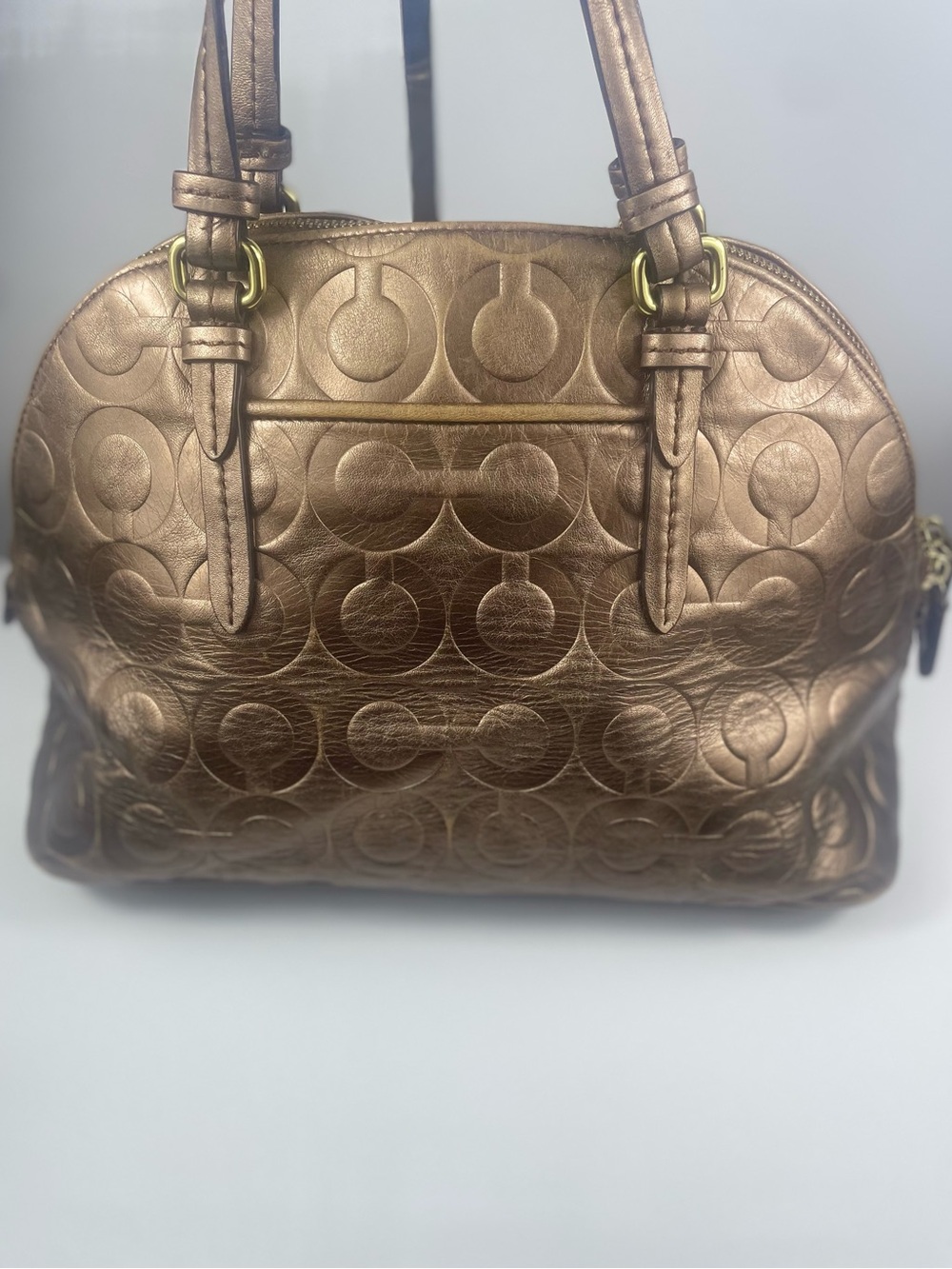 Coach Peyton Metallic Op Art Embossed Satchel - Picture 7 of 13